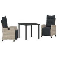 Комплект за хранене в градината 3 pcs Светлосиво полиратан