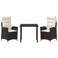 Комплект за хранене в градината 3 pcs Кафяво полиратан