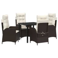 Комплект за хранене в градината 5 pcs Кафяво полиратан