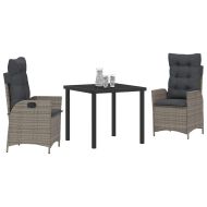 Комплект за хранене в градината 3 pcs Сив полиратан