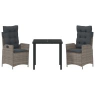 Комплект за хранене в градината 3 pcs Сив полиратан