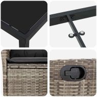 Комплект за хранене в градината 3 pcs Сив полиратан