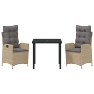 Комплект за хранене в градината 3 pcs Бежово полиратан