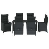 Комплект за хранене в градината 7 pcs Черно полиратан