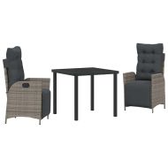 Комплект за хранене в градината 3 pcs Сив полиратан