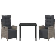 Комплект за хранене в градината 3 pcs Сив полиратан