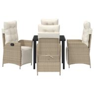 Комплект за хранене в градината 5 pcs Бежово полиратан