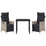 Комплект за хранене в градината 3 pcs Светлосиво полиратан