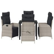 Комплект за хранене в градината 5 pcs Светлосиво полиратан