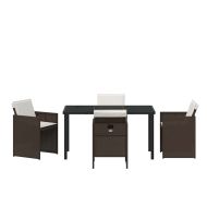 Комплект за хранене в градината 5 pcs Кафяво полиратан