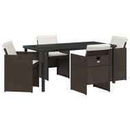 Комплект за хранене в градината 5 pcs Кафяво полиратан