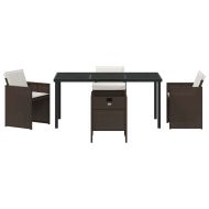 Комплект за хранене в градината 5 pcs Кафяво полиратан