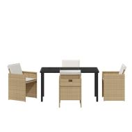 Комплект за хранене в градината 5 pcs Бежово полиратан