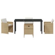 Комплект за хранене в градината 5 pcs Бежово полиратан