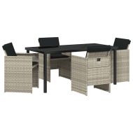 Комплект за хранене в градината 5 pcs Светлосиво полиратан