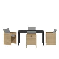 Комплект за хранене в градината 5 pcs Бежово полиратан