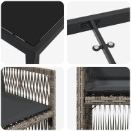 Комплект за хранене в градината 5 pcs Сив Полиратан