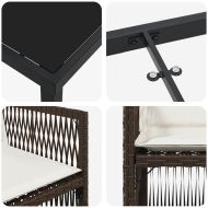 Комплект за хранене в градината 5 pcs Кафяво Полиратан