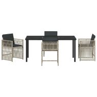 Комплект за хранене в градината 5 pcs Светлосиво Полиратан