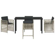 Комплект за хранене в градината 5 pcs Светлосиво Полиратан