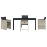 Комплект за хранене в градината 5 pcs Светлосиво полиратан