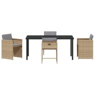 Комплект за хранене в градината 5 pcs Бежово полиратан