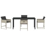 Комплект за хранене в градината 5 pcs Светлосиво полиратан