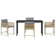 Комплект за хранене в градината 5 pcs Бежово полиратан