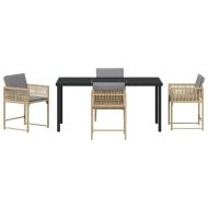 Комплект за хранене в градината 5 pcs Бежово полиратан