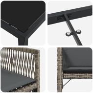 Комплект за хранене в градината 5 pcs Сив полиратан