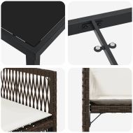 Комплект за хранене в градината 5 pcs Кафяво полиратан