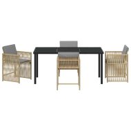 Комплект за хранене в градината 5 pcs Бежово полиратан