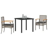 Комплект за хранене в градината 3 pcs Сив полиратан