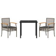 Комплект за хранене в градината 3 pcs Сив полиратан