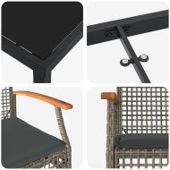 Комплект за хранене в градината 5 pcs Сив полиратан