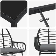 Комплект за хранене в градината 5 pcs Черно полиратан