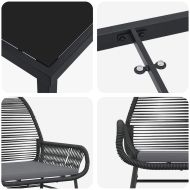 Комплект за хранене в градината 3 pcs Черно полиратан