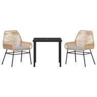 Комплект за хранене в градината 3 pcs Кафяво полиратан