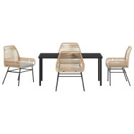 Комплект за хранене в градината 5 pcs Кафяво полиратан