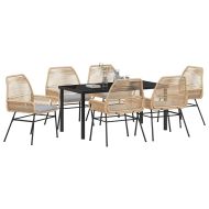 Комплект за хранене в градината 7 pcs Кафяво полиратан