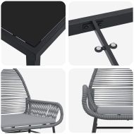 Комплект за хранене в градината 5 pcs Сив полиратан