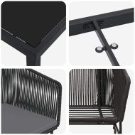 Комплект за хранене в градината 3 pcs Черно Полиратан