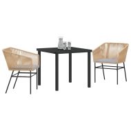 Комплект за хранене в градината 3 pcs Кафяво Полиратан