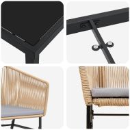 Комплект за хранене в градината 3 pcs Кафяво Полиратан