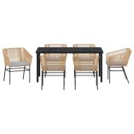 Комплект за хранене в градината 7 pcs Кафяво Полиратан