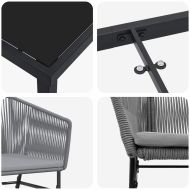 Комплект за хранене в градината 7 pcs Сив Полиратан