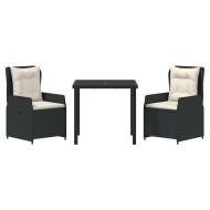 Комплект за хранене в градината 3 pcs Черно полиратан