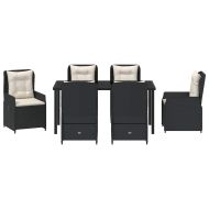 Комплект за хранене в градината 7 pcs Черно полиратан