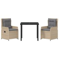 Комплект за хранене в градината 3 pcs Бежово полиратан