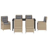 Комплект за хранене в градината 7 pcs Бежово полиратан